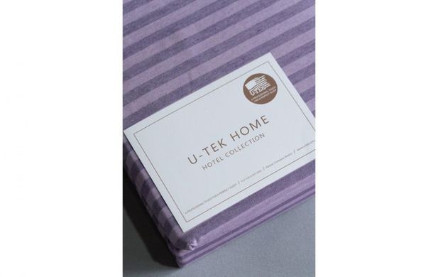 Простирадло на гумці бузкове в наборі з наволочкою U-tek бавовна Stripe 30 Plum-Lilac 80х190