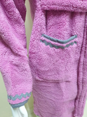 Сиреневый детский махровый халат с полосками Welsoft 9-10 лет