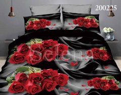 Комплект постільної білизни Троянди червоні з ранфорс Сімейний