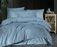 Комплект постельного белья сатин голубой жаккардовый Kapya v1 Евро