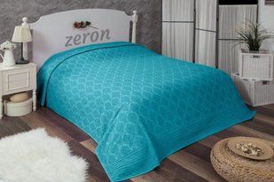 Махровая хлопковая жаккардовая простынь Damask Desen бирюзового цвета 200х220