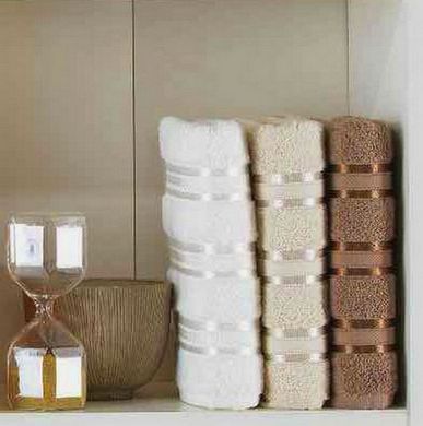 Комплект из трех полотенец Cotton Stripe Mikro Delux в коричневом цвете 50х90