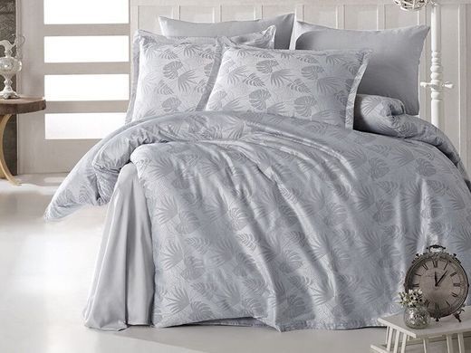 Жакардова постільна білизна Sateen Deluxe Jacquard Grida v1 сірий